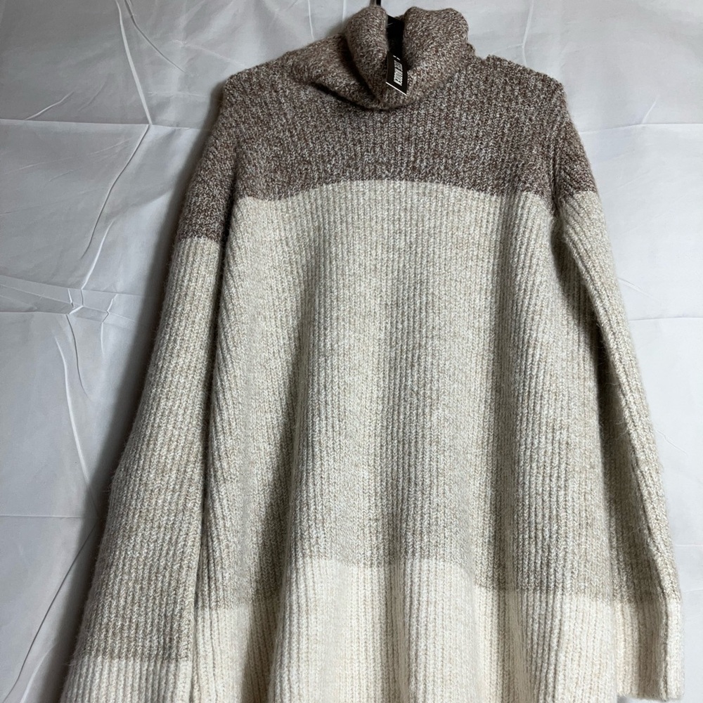 Steve Madden Elegant Cream and Brown Women's Sweater Dress
